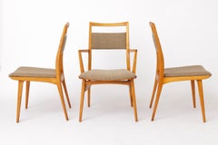 Set of 3 Vintage Beechwood Chairs, 2 Side Chairs & 1 Armchair, 1970s, Germany
