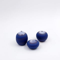 Satz von 3 blauen Miniaturen aus Keramik von Antonio Lampecco - Belgien