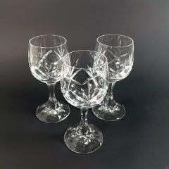Juego de 3 copas vintage de cristal tallado de Bohemia, años 80