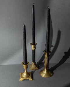 Set of 3 Vintage Brass Candleholders with Mixed Shapes, 1940s