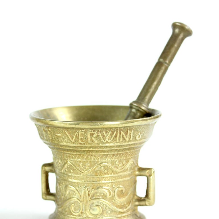 Set of 3 Vintage Brass Pestle and Mortars, Czechoslovakia, Circa 1940s