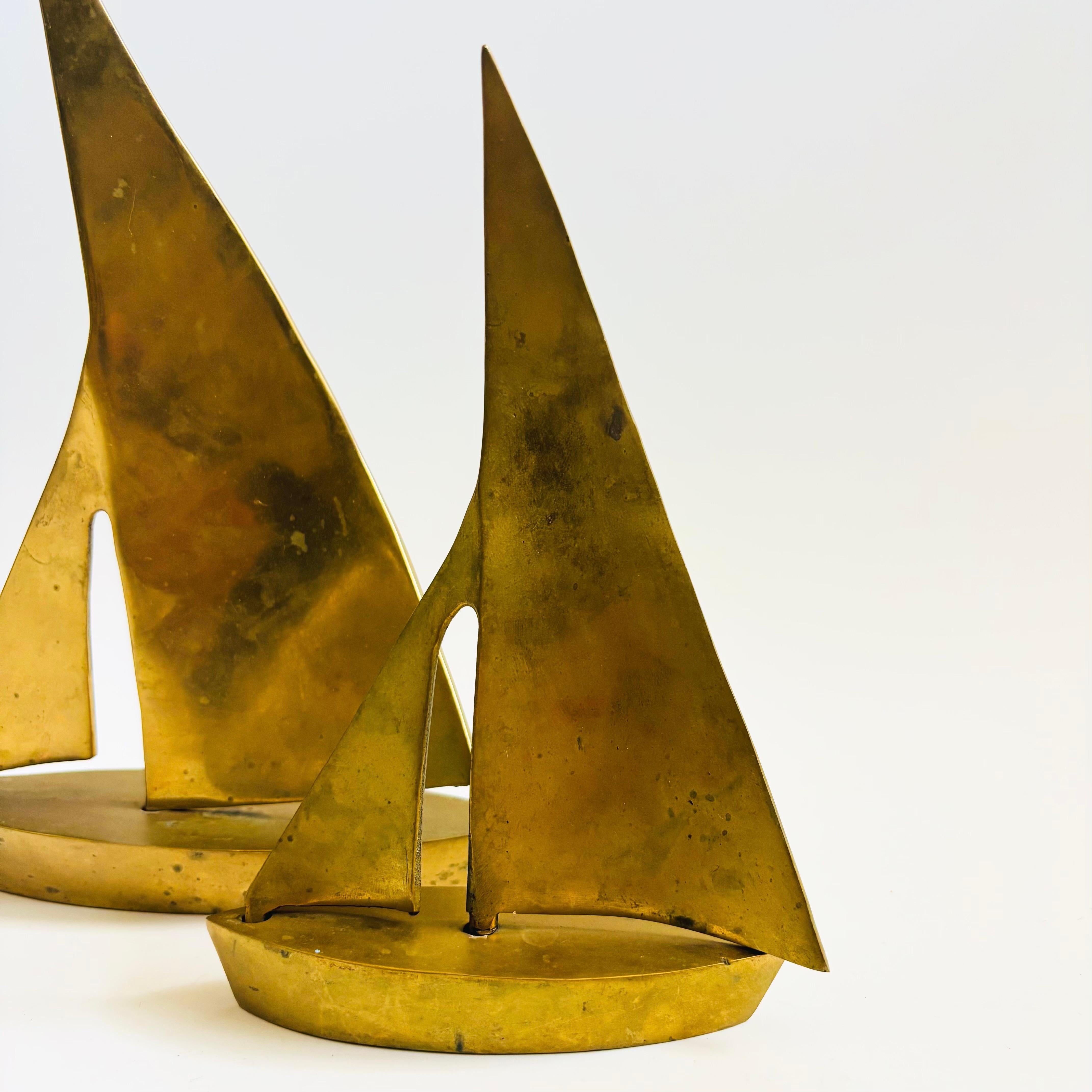 XX secolo Set di 3 velieri in ottone vintage