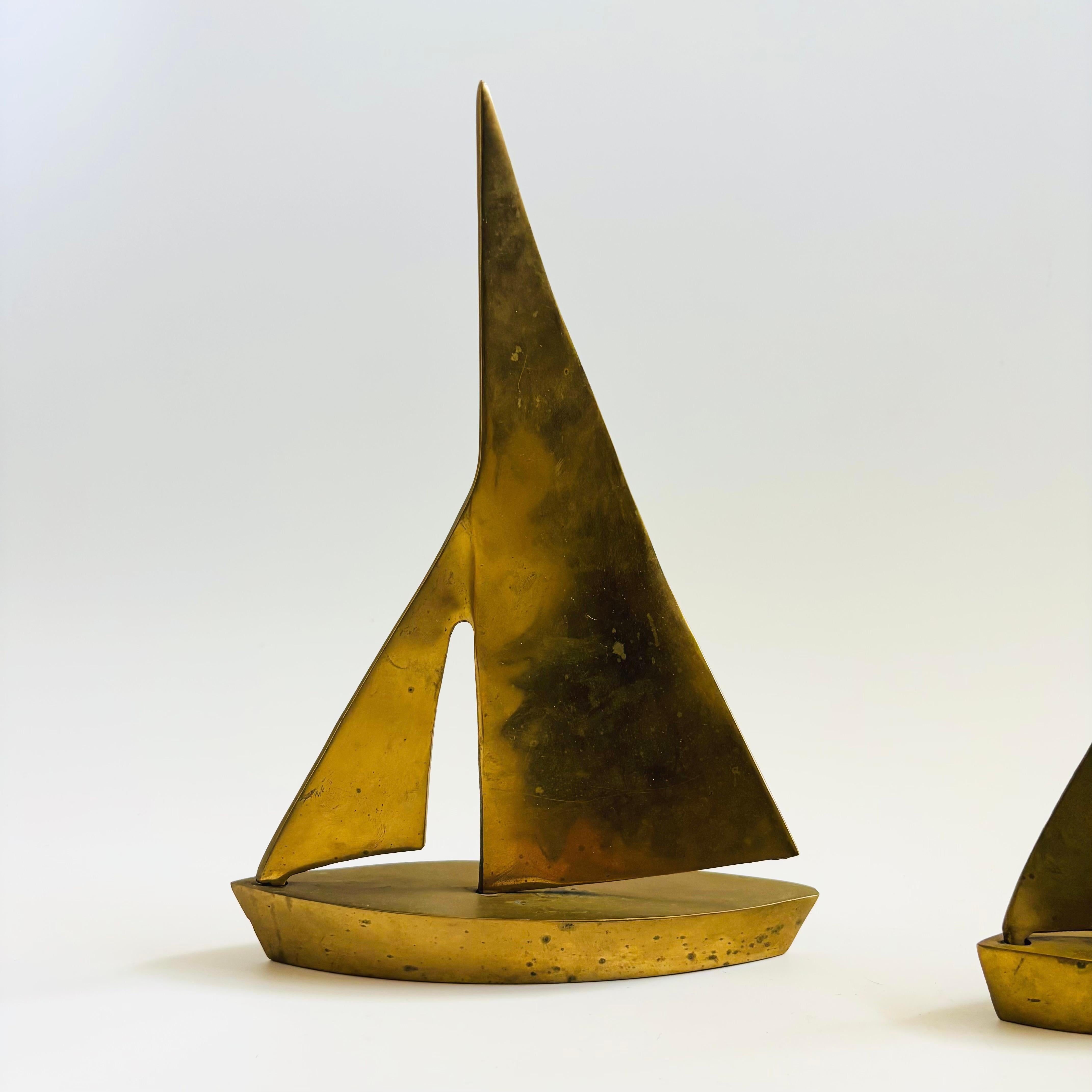 Ottone Set di 3 velieri in ottone vintage