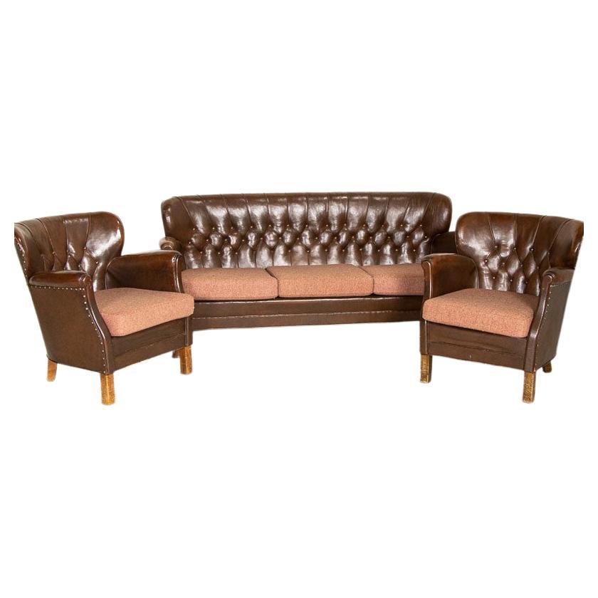 Vintage Dark Brown Leather Sofa Loveseat at 1stDibs