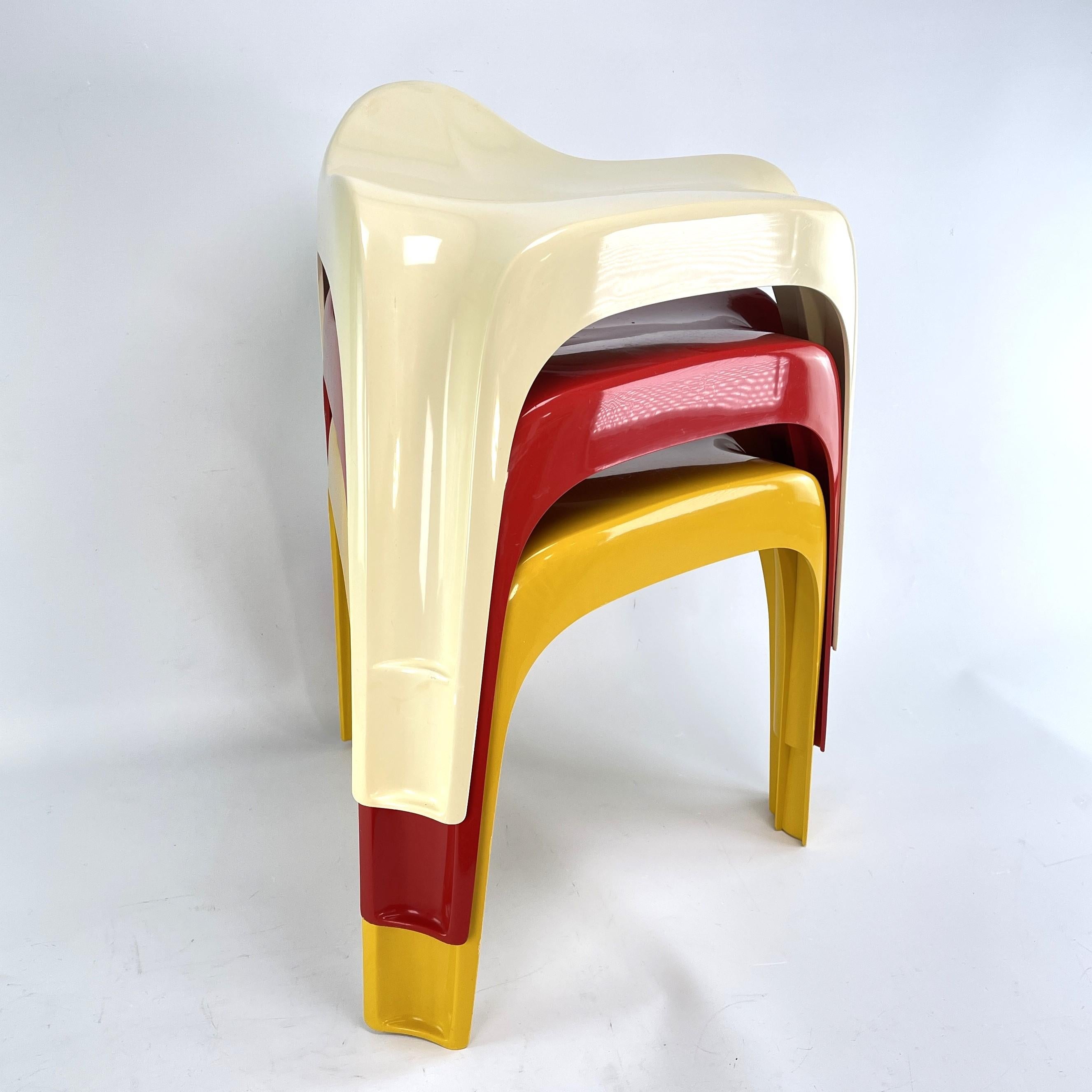 Set of 3 vintage Casalino stools CASALA Design Alexander BEGGE , 1970s For Sale 4