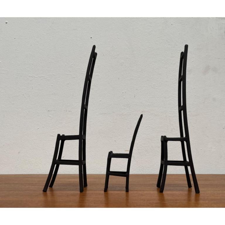 Set of 3 Vintage Cast Iron Chair Art Sculptures In Excellent Condition For Sale In Hamburg, DE