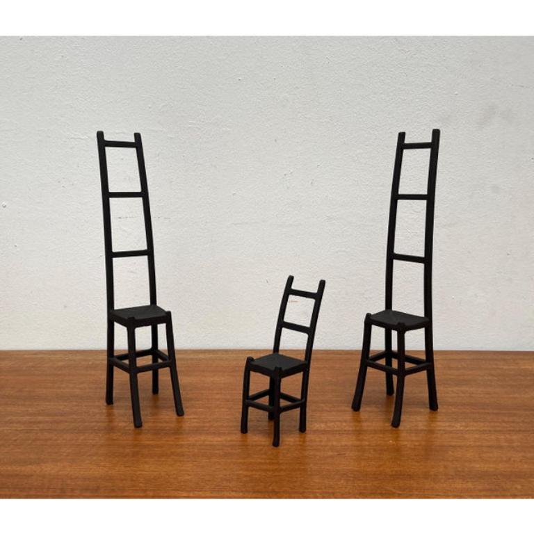 Set of 3 Vintage Cast Iron Chair Art Sculptures For Sale 1