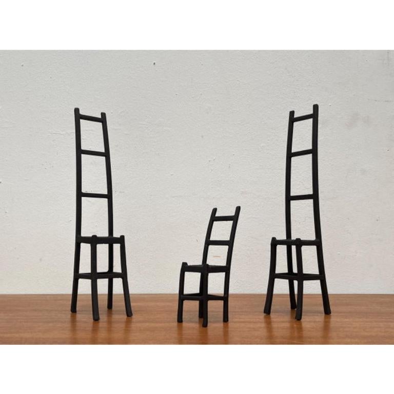 Set of 3 Vintage Cast Iron Chair Art Sculptures For Sale 3