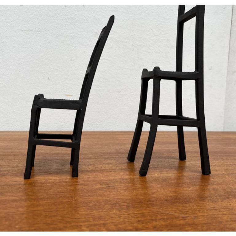 Set of 3 Vintage Cast Iron Chair Art Sculptures For Sale 4