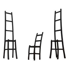 Ensemble de 3 sculptures d'art de chaises vintage en fonte