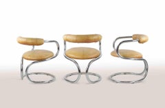 Set of 3 Vintage Chairs by Rudi Bonzanini for Tecnosalotto, 1970s