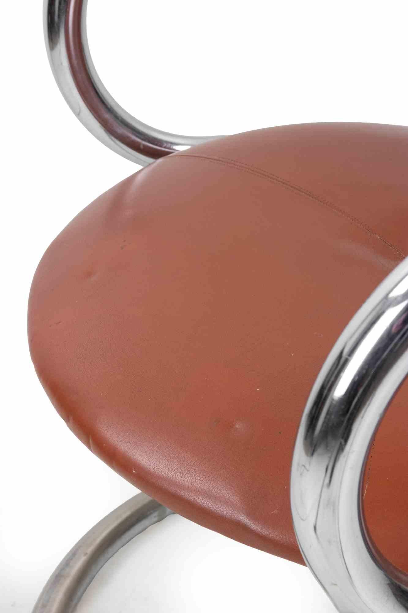 Satz von 3 Vintage-Stühlen von Rudi Bonzanini für Tecnosalotto, realisiert in den 1970er Jahren.

Brauenleder und verchromtes Stahlrohr.

Sehr guter Zustand.


