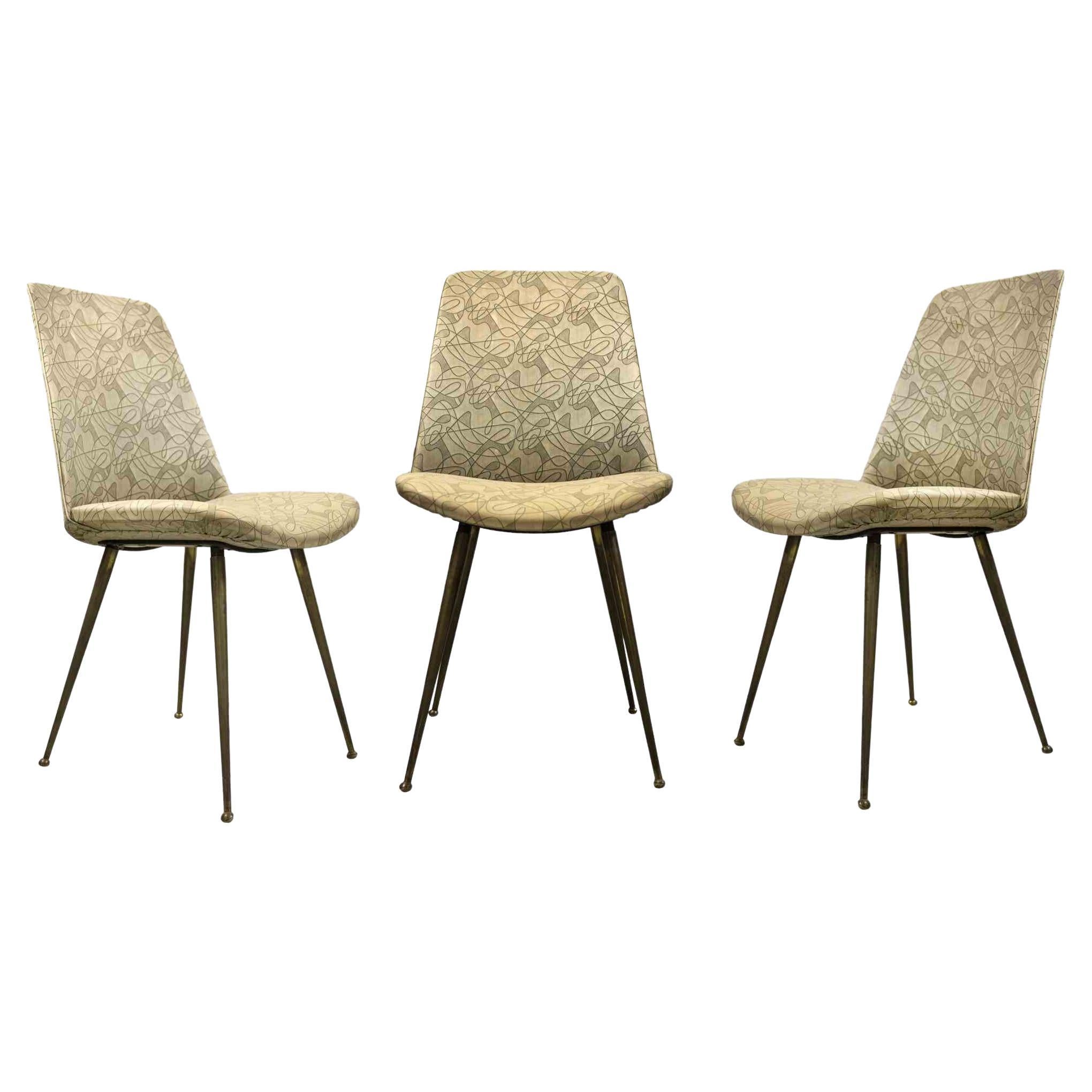 Set of 3 Vintage Chairs in the Style of Gio Ponti, Italy Mid-20th Century For Sale