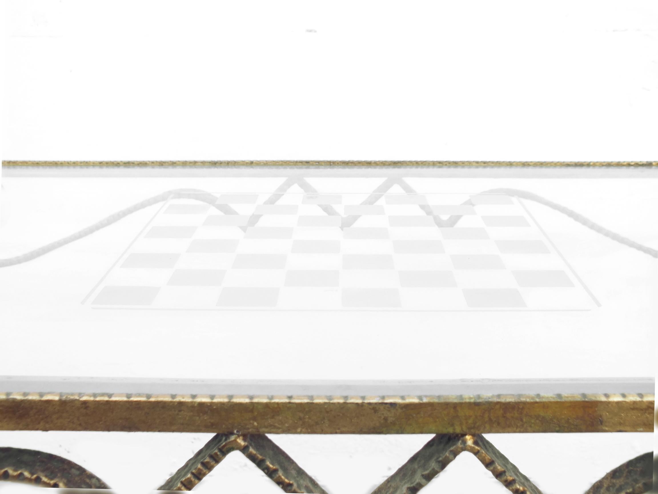 Ensemble de 3 tables basses d'échecs vintage « Chess » en fer de travail de Luigi Colli, Italie  en vente 2