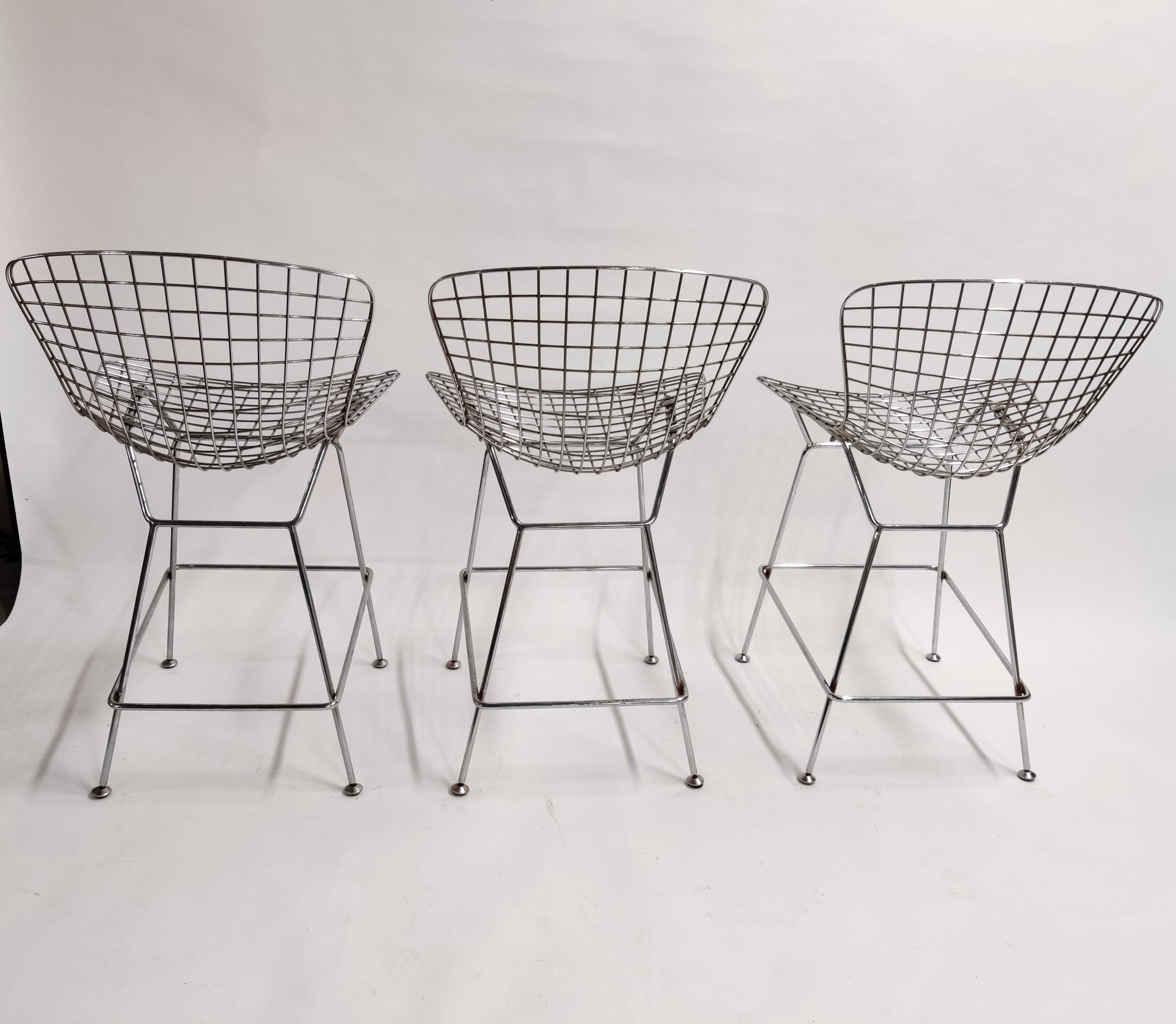 Set of 3 Vintage Chrome Wire Bar Stools, 1980s In Good Condition In HEVERLEE, BE