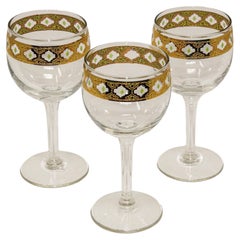 Set of 3 Vintage Culver Ltd Tyrol 22k Gold Rim Banding Wine Glasses