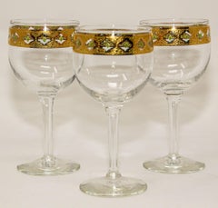 Set of 3 Vintage Culver Ltd Tyrol 22k Gold Rim Banding Wine Glasses