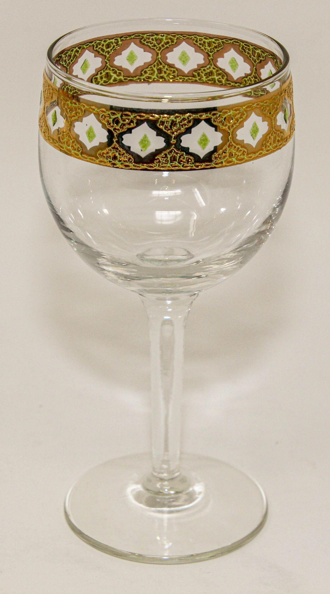 gold rimmed wine glasses vintage