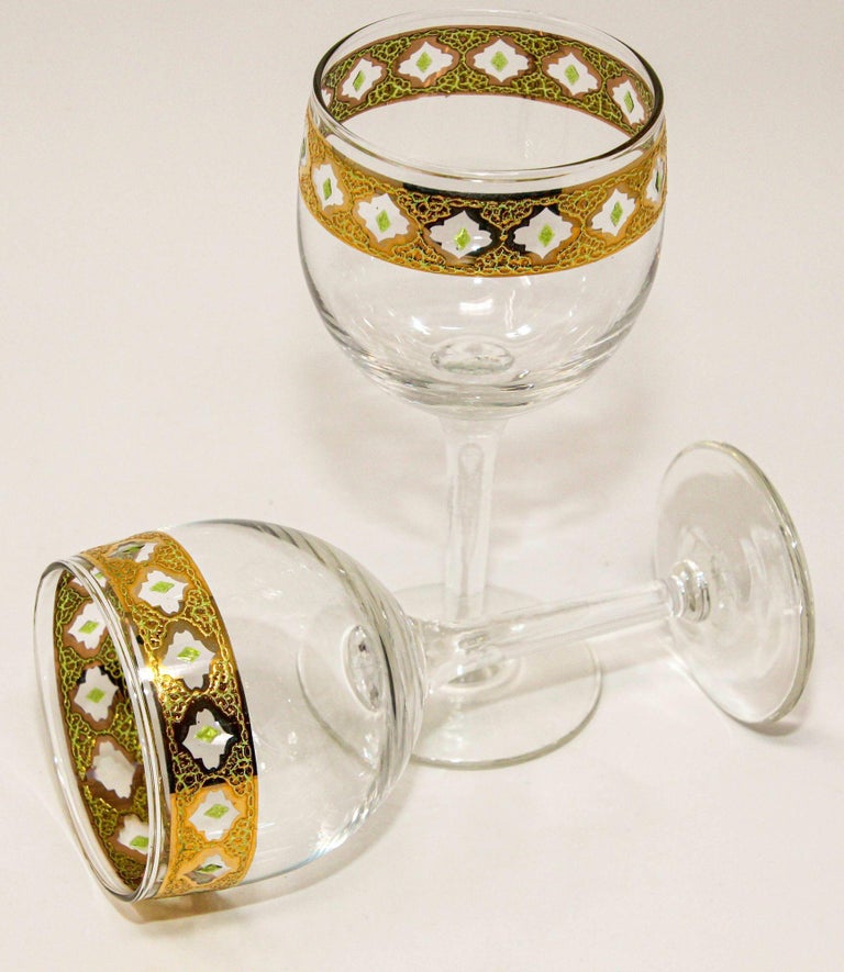 Set of 3 Vintage Culver Ltd Tyrol 22k Gold Rim Banding Wine Glasses