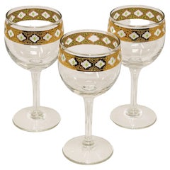 Set of 3 Vintage Culver Ltd Tyrol 22k Gold Rim Banding Wine Glasses
