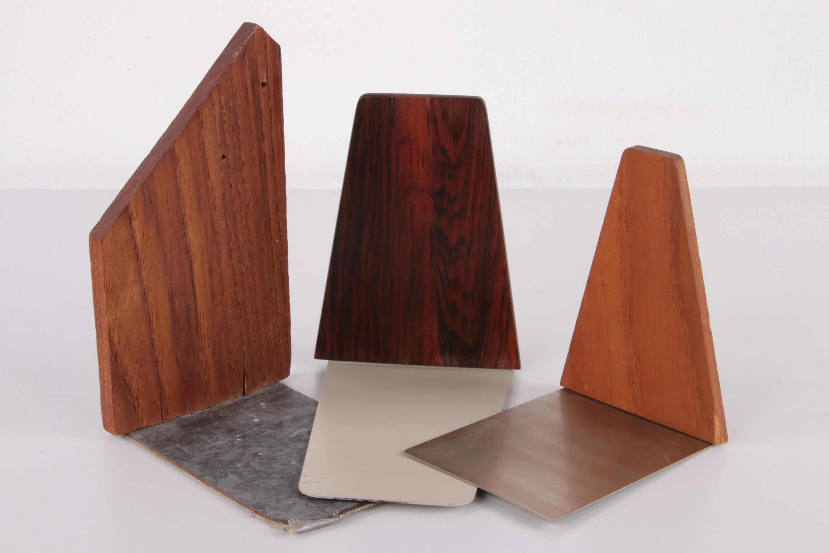 Mid-Century Modern Set of 3 Vintage Danish Design Wooden Bookends, 1960s
