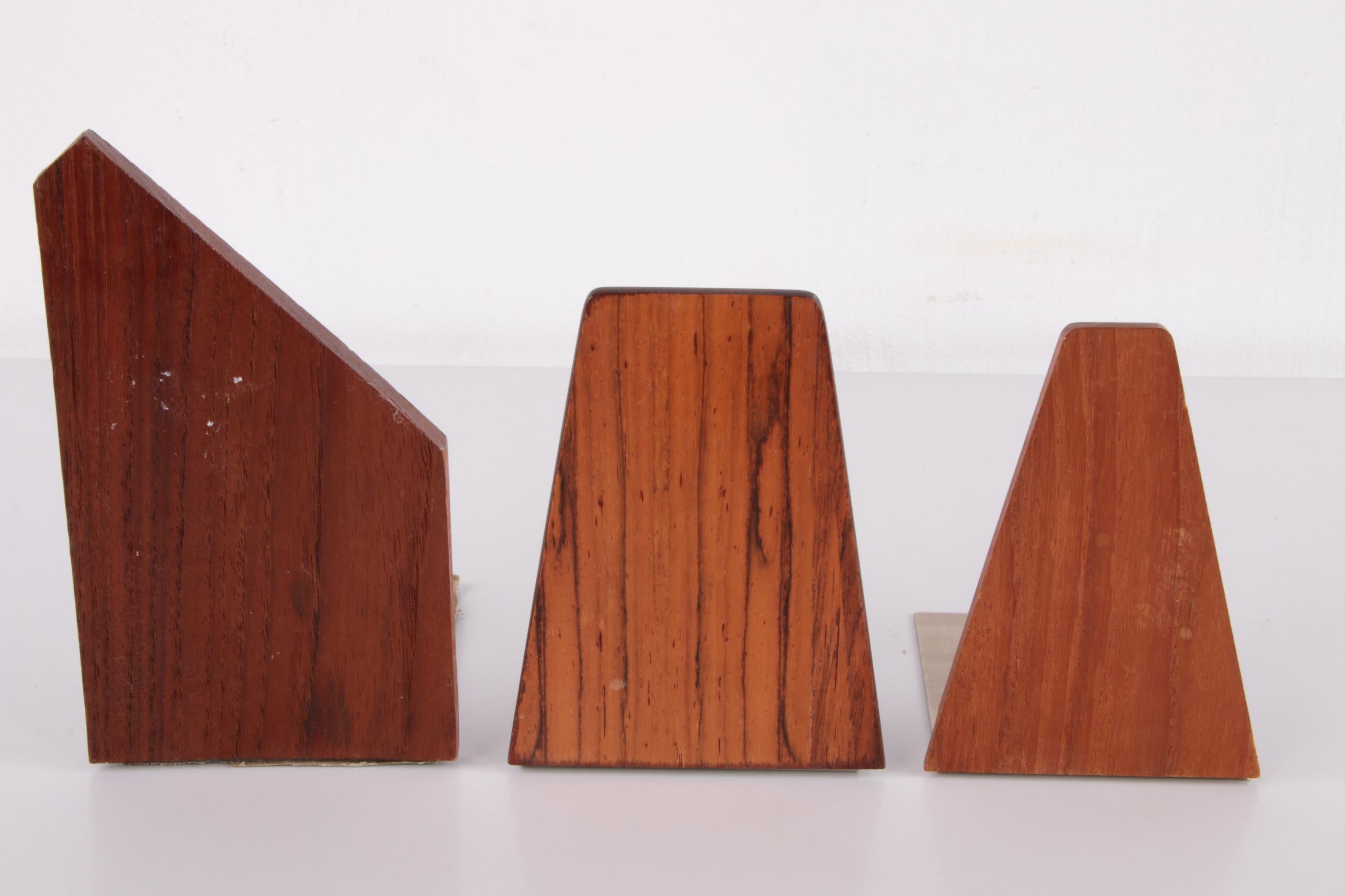 Set of 3 Vintage Danish Design Wooden Bookends, 1960s 1