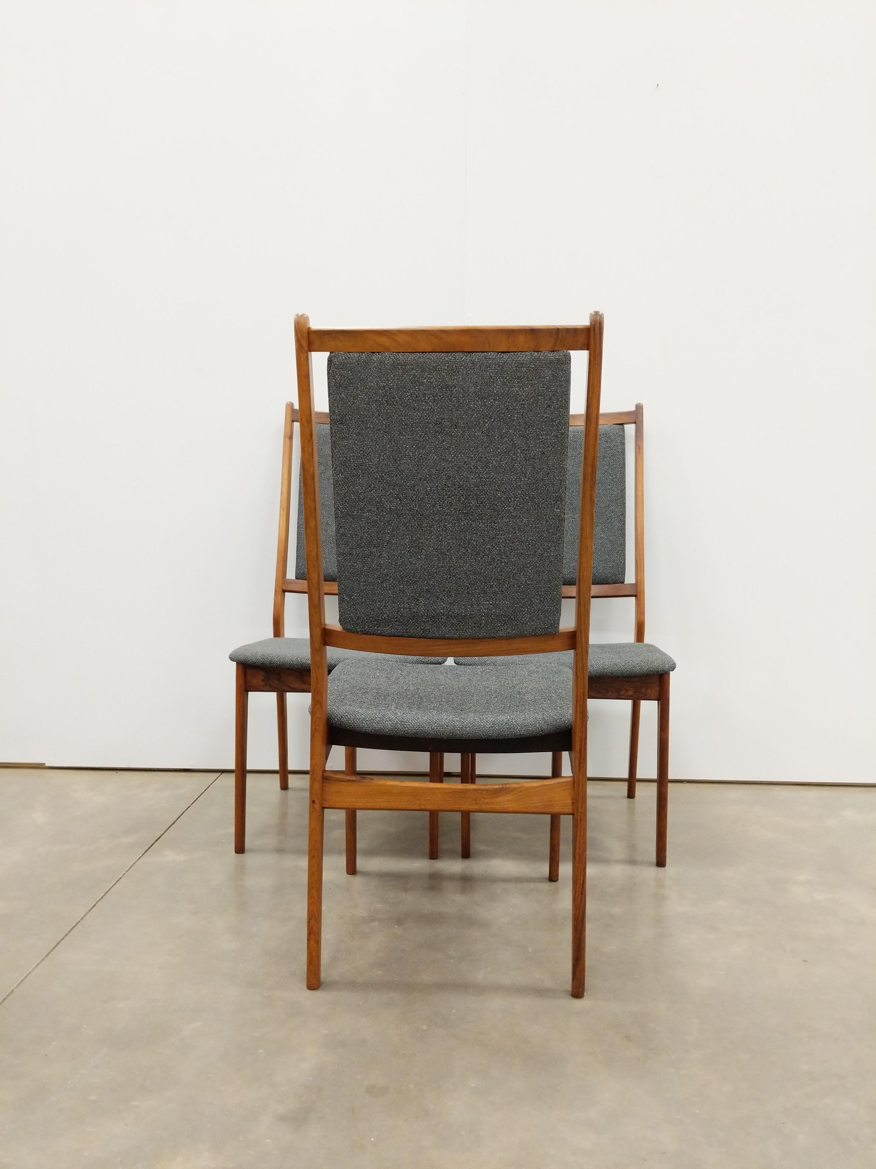 Mid-Century Modern Set of 3 Vintage Danish Modern Rosewood Dining Chairs For Sale