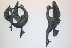 Set of 3 Vintage decorative Ars Munda resin wall sculpture, abstract birds, 1960