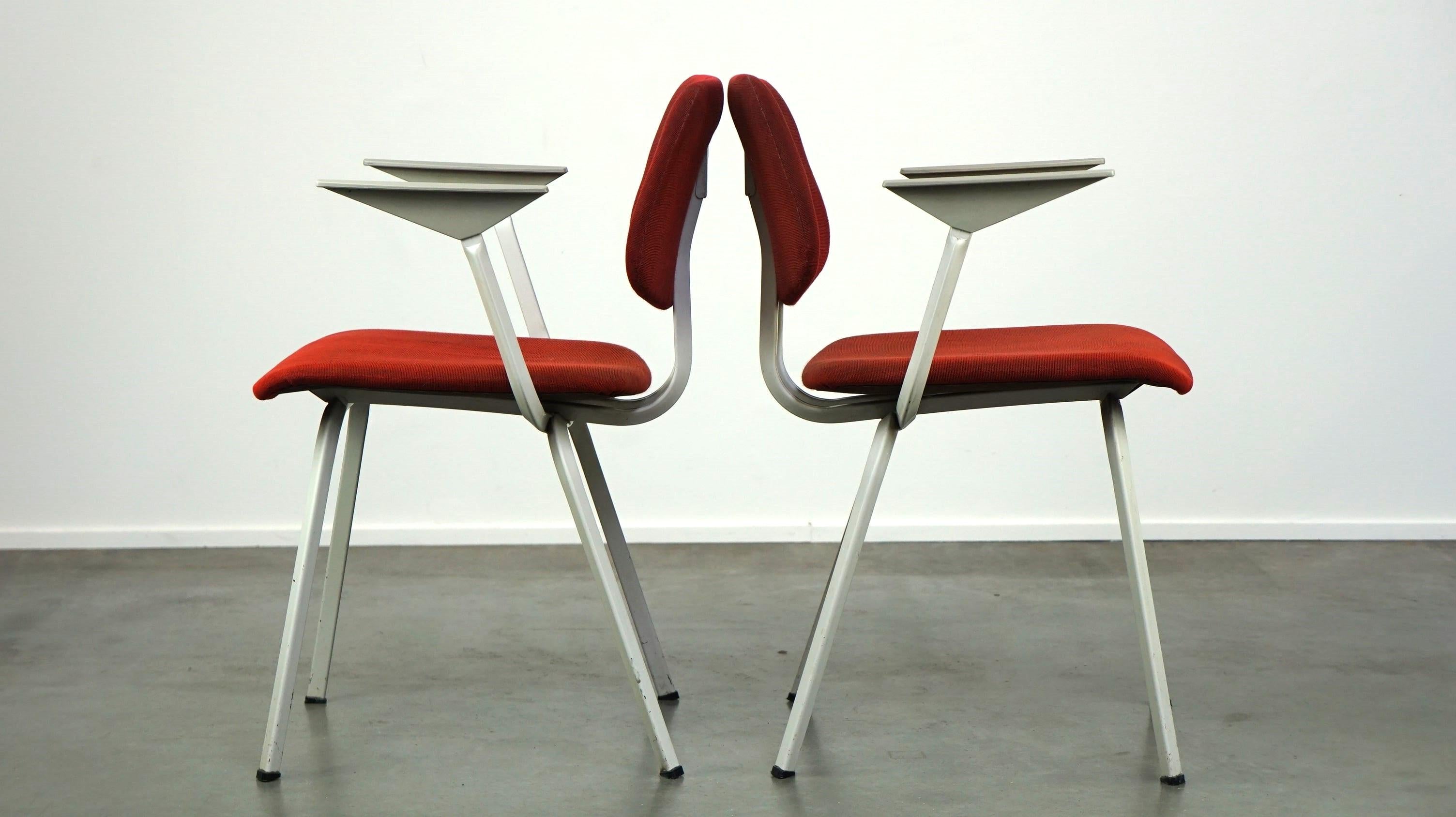 Metal Set of 3 vintage design chairs by Friso Kramer for Ahrend de Cirkel, late 1960s For Sale