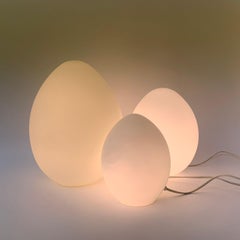 Set of 3 Vintage Domec Luminance Glass Table Lamps, 1970s