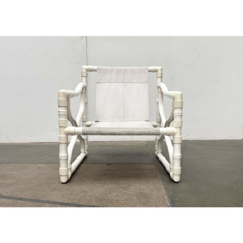 Set of 3 Vintage Faux Bamboo Lounge Chairs and Table from Kettal, Spain, 1980s For Sale 4