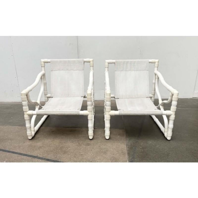 Set of 3 Vintage Faux Bamboo Lounge Chairs and Table from Kettal, Spain, 1980s For Sale 11