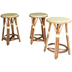 Set of 3 Vintage French Backless Stools from Maison L. Drucker