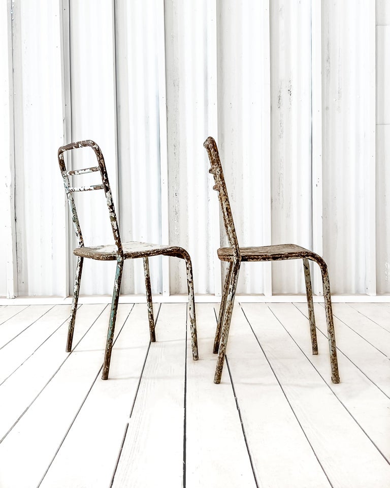 'Set of 3' Vintage French Metal Bistro Table and Chairs For Sale at 1stDibs