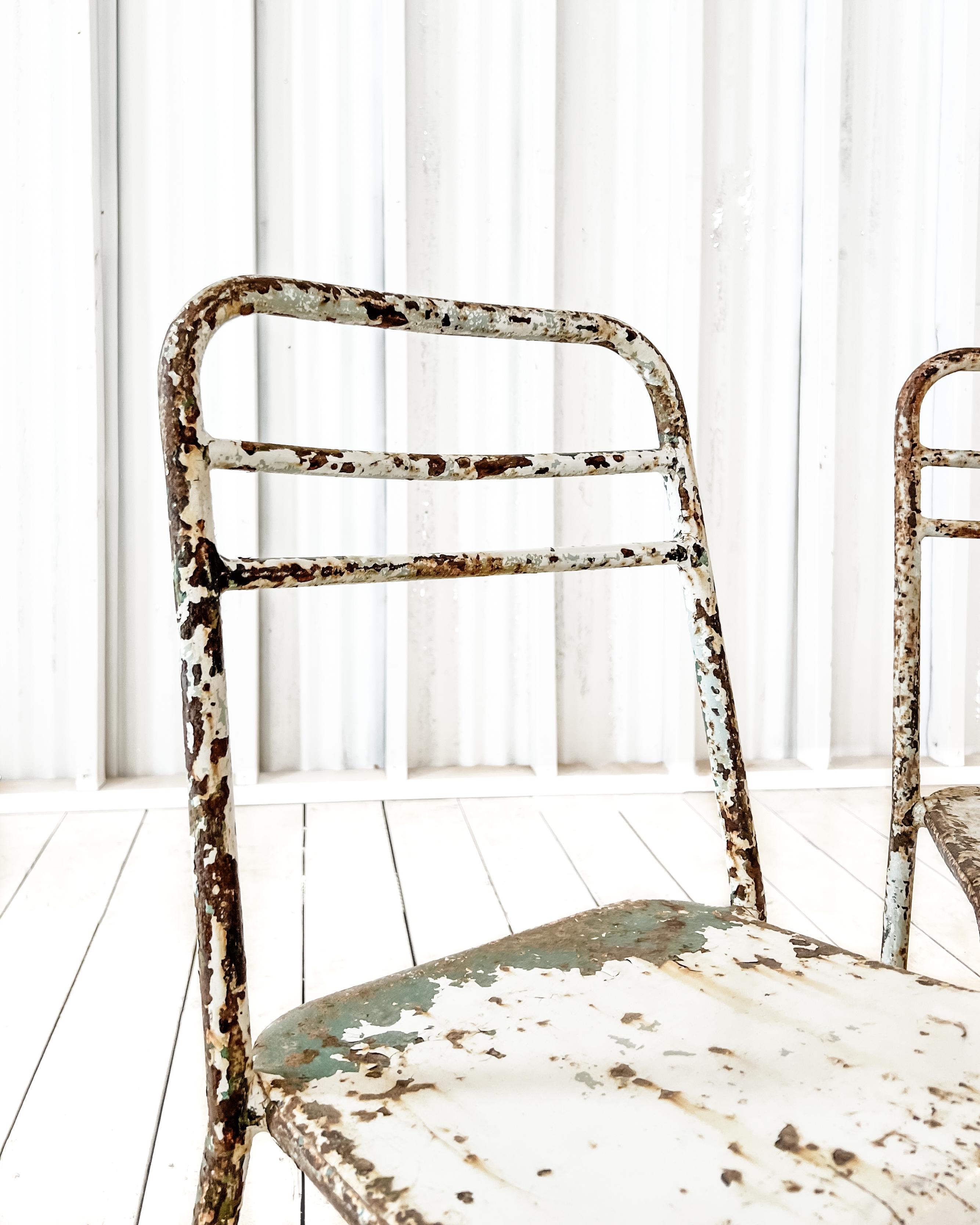 'Set of 3' Vintage French Metal Bistro Table and Chairs 5