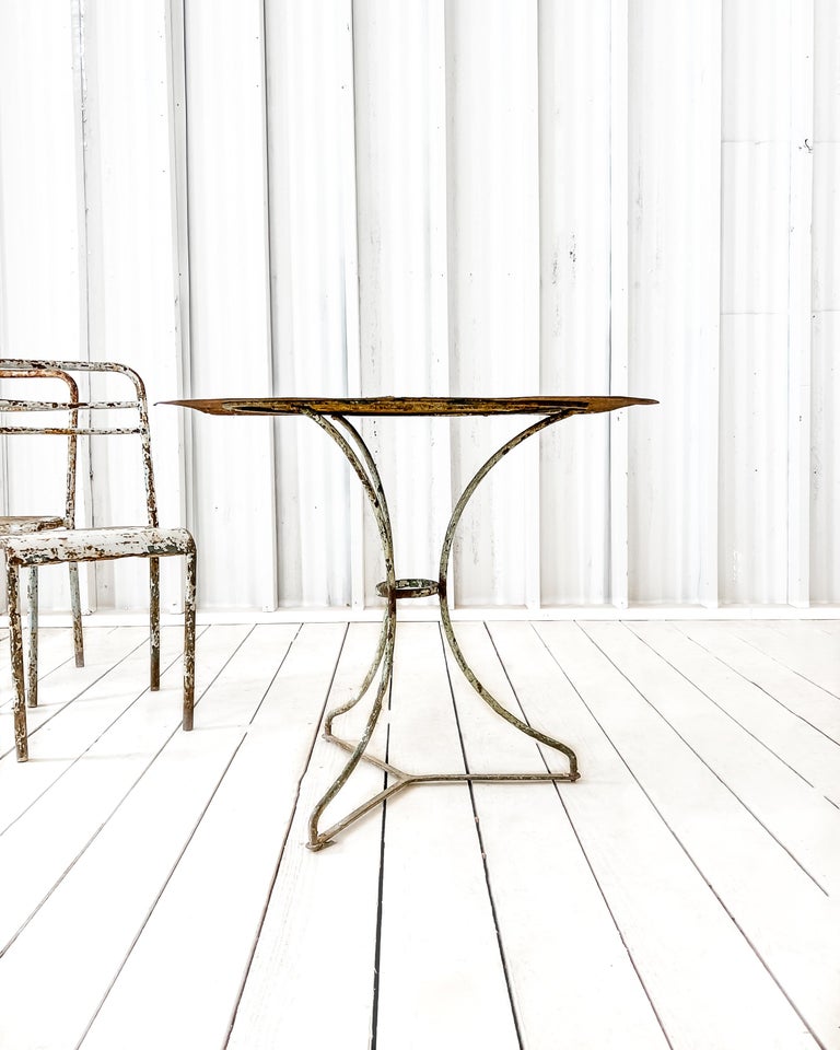 'Set of 3' Vintage French Metal Bistro Table and Chairs For Sale at 1stDibs