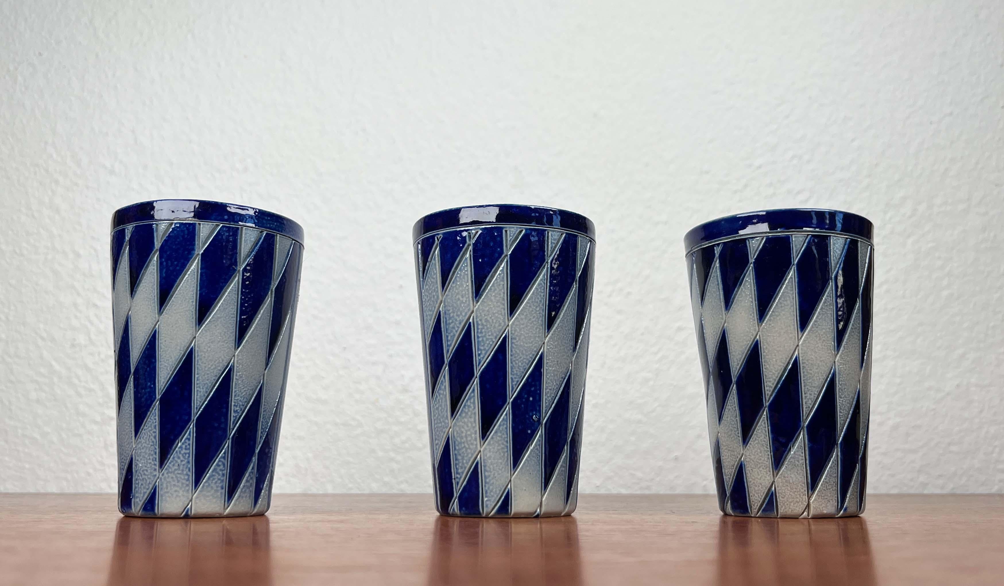 Mid-Century Modern Set of 3 Vintage German Ceramic Mugs from Merkelbach Keramik, 1970s en vente