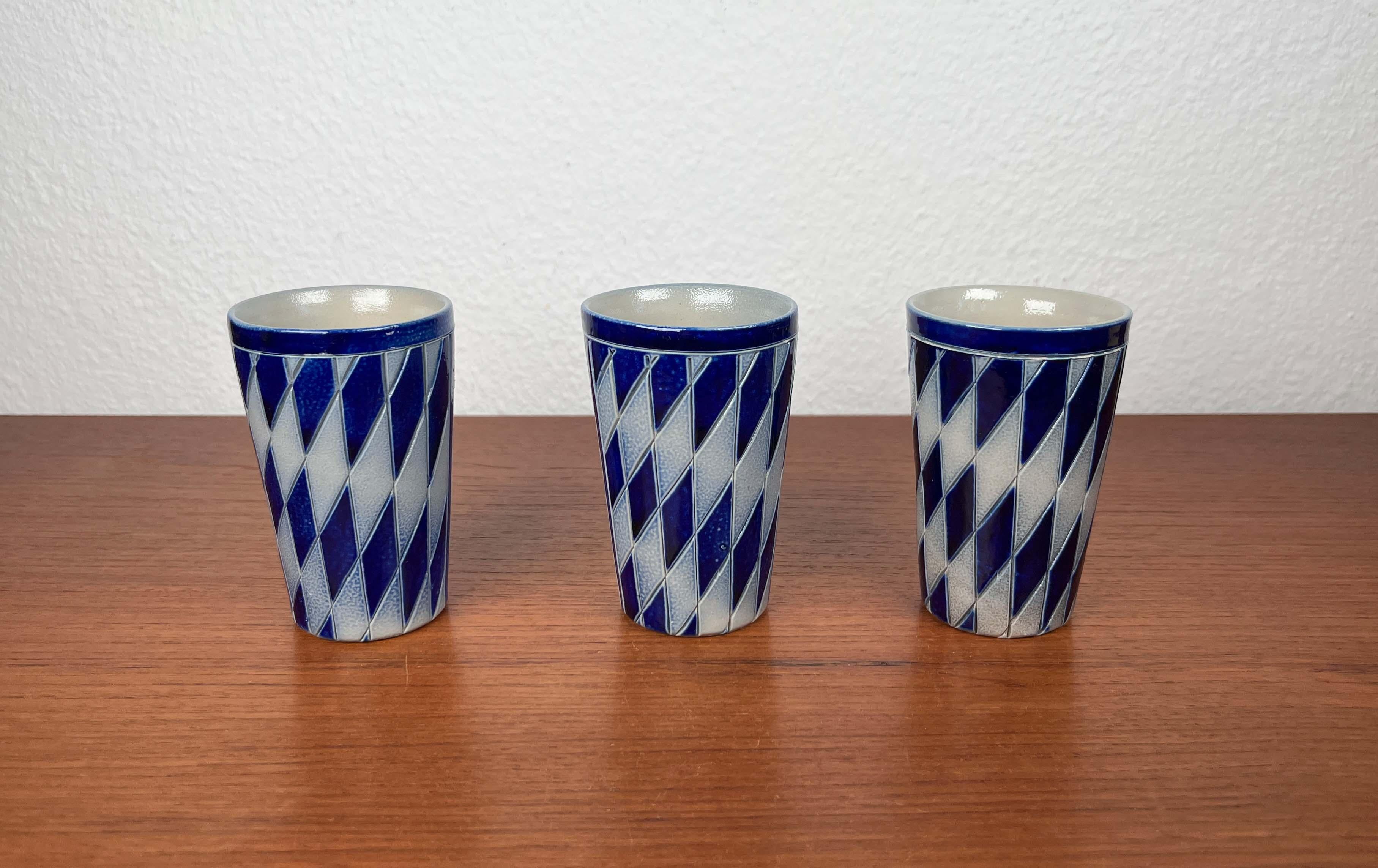 Set of 3 Vintage German Ceramic Mugs from Merkelbach Keramik, 1970s Bon état - En vente à Hamburg, DE