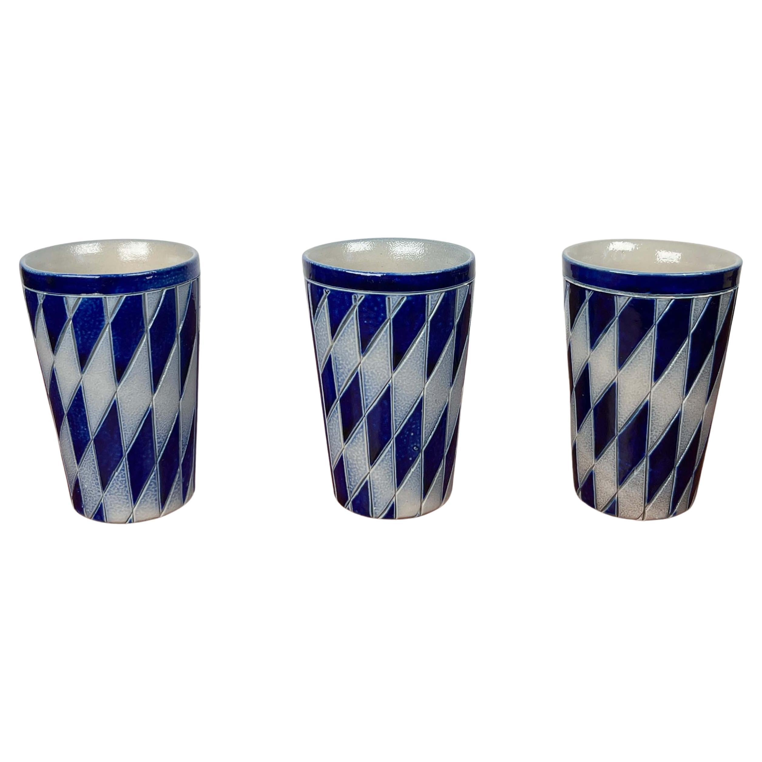 Set of 3 Vintage German Ceramic Mugs from Merkelbach Keramik, 1970s en vente