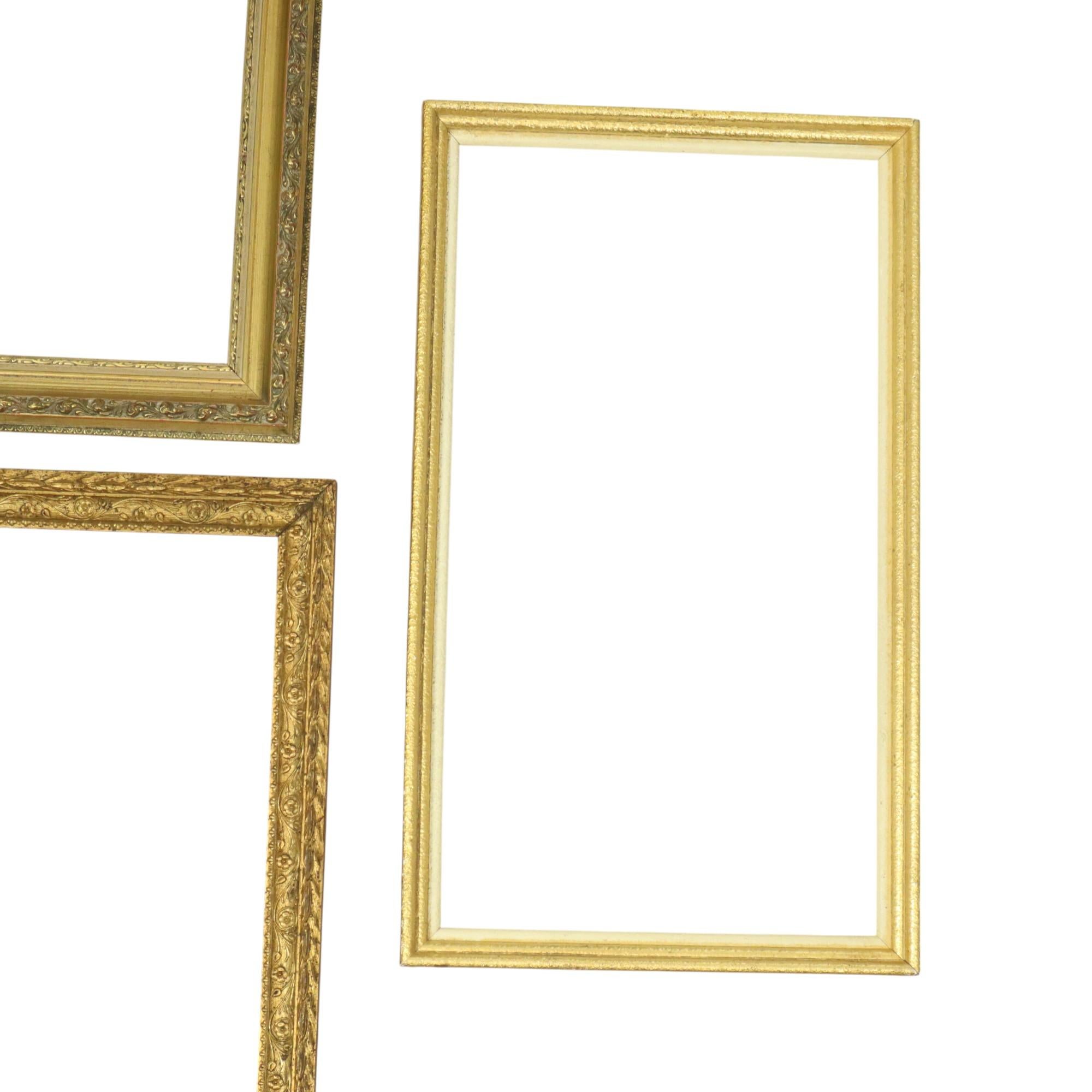 Satz von 3 goldenen Vintage-Rahmen Rahmen im klassischen Stil im Zustand „Gut“ im Angebot in Poperinge, BE