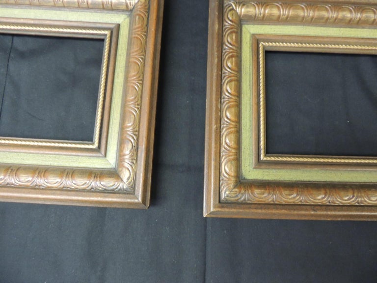 Set of '3' Vintage Green Painted Wood Art Frames For Sale at 1stdibs