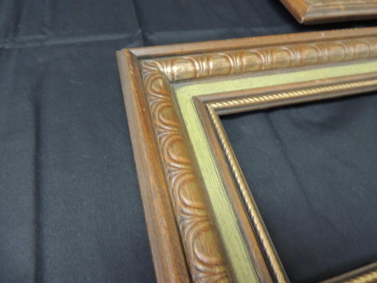 Set of '3' Vintage Green Painted Wood Art Frames For Sale at 1stdibs