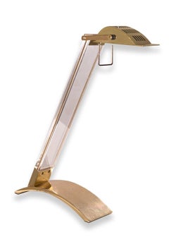Set von 3 Vintage Grupo MCI-Schreibtischlampen aus Messing und Lucite