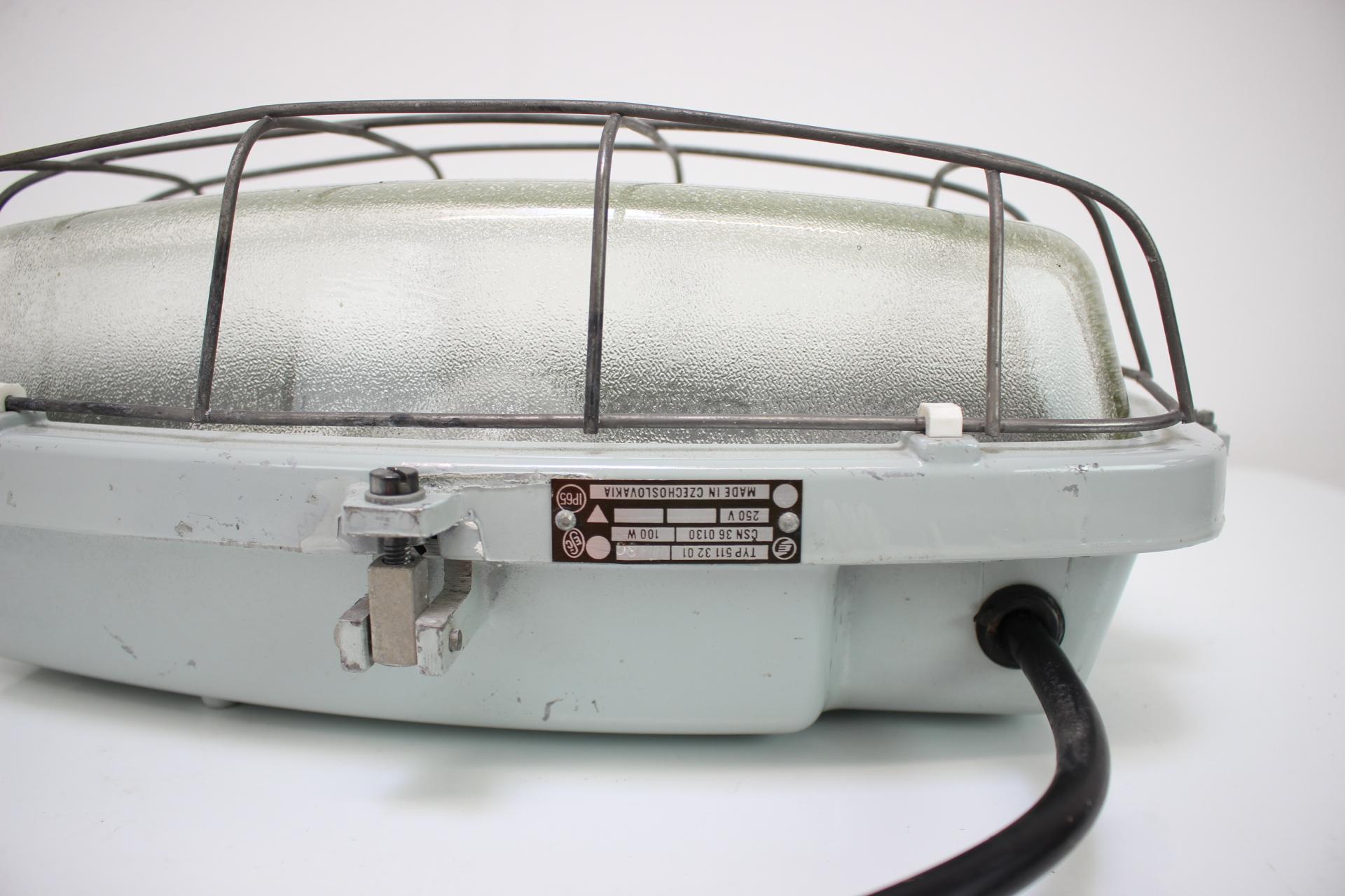 Set of 3 Vintage Industrial Ceiling Lamps Typ 511 32 01, Czechoslovakia, 1960's For Sale 2