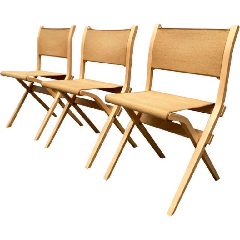 Set of 3 Vintage Italian Folding Chairs by Ilmari Tapiovaara for Olivo Italy For Sale