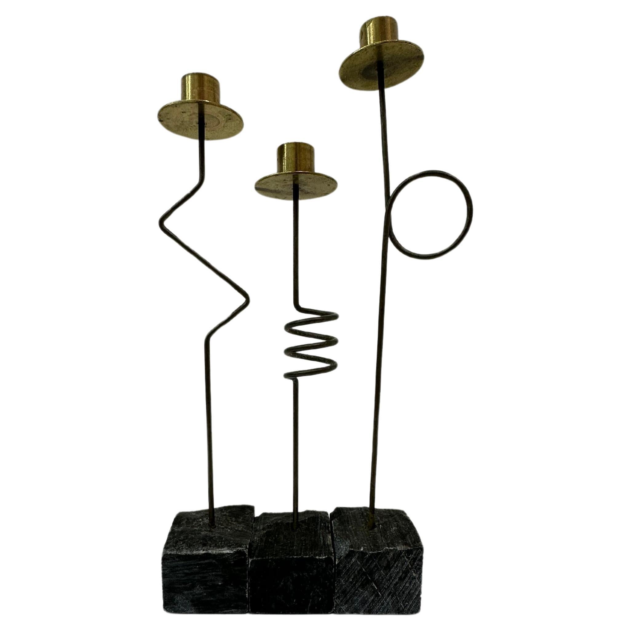 Set of 3 vintage Kräsen candlesticks by Ehlen Johansson for IKEA, 1980’s For Sale