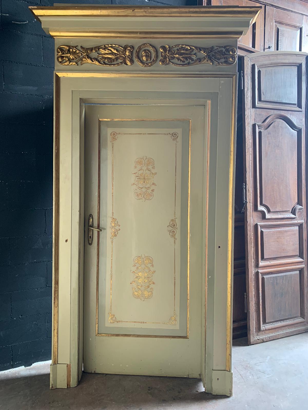 Set von 3 lackierten/vergoldeten Vintage-Türen, komplett mit Rahmen, frühes '900 Italien (Holz) im Angebot