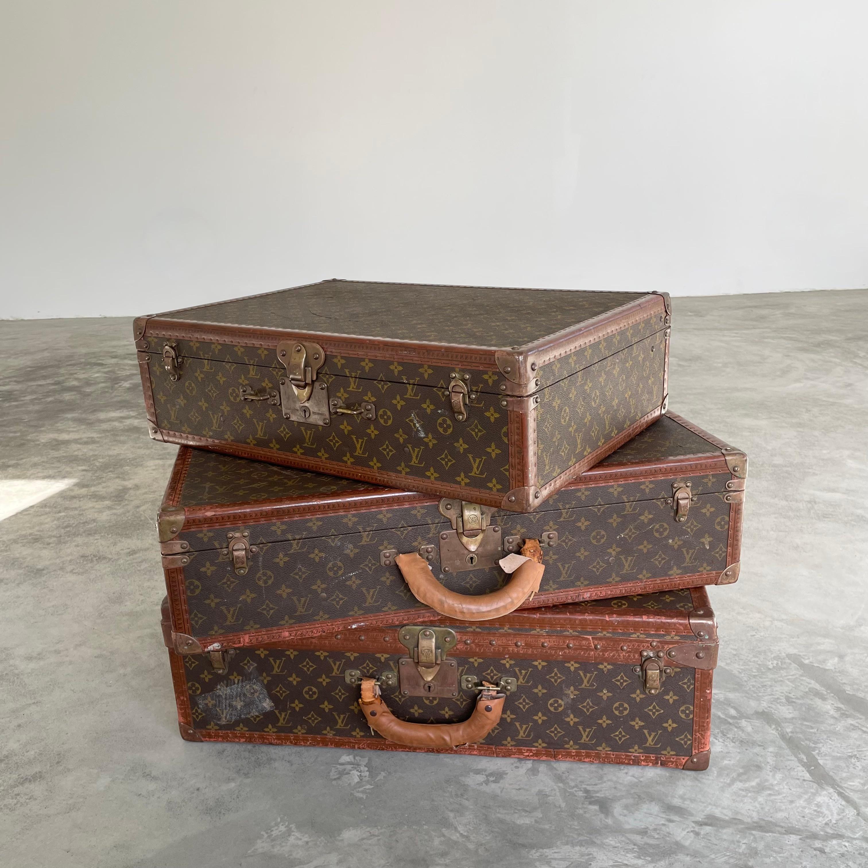 French Set of 3 Vintage Louis Vuitton Trunks