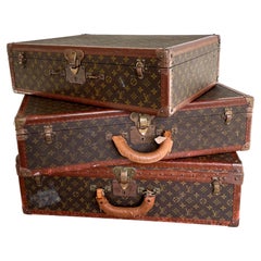 Antique 1920s Louis Vuitton monogram cabin trunk G.H. initials