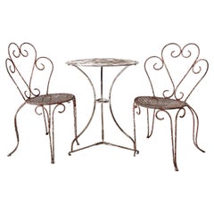 'Set of 3' Used Metal Garden Table and Chairs